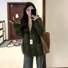 日系学院风复古宽松遮肉针织衫女学生秋冬季宽松软糯开衫毛衣外套，男装针织衫/毛衣，星座218-8