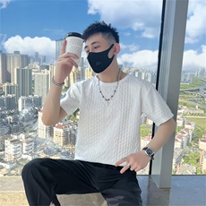 麻花辫短袖t恤男夏季薄款新款内搭春秋季针织打底衫T213，男装T恤，星座1116A-2（原606A-1）