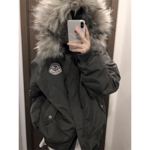 网图有货美式大毛领保暖加厚派克棉服男女工装情侣外套A974-P100