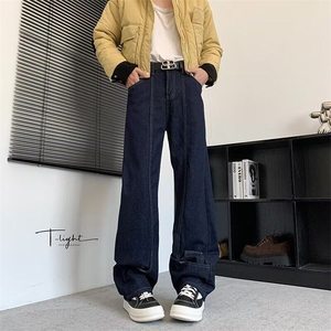 【有货】DK9061-P52个性解构设计反穿了牛仔裤男女慵懒阔腿裤子图片