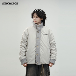 现货 美式宽松拼接立领棉服男M174/P100图片