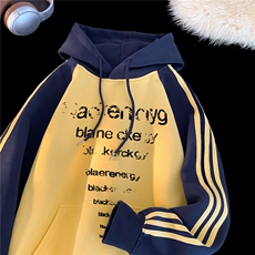 高品质！全棉重磅400克三条杠撞色印花连帽卫衣RH1216p63控98，男装卫衣，星座610B-1