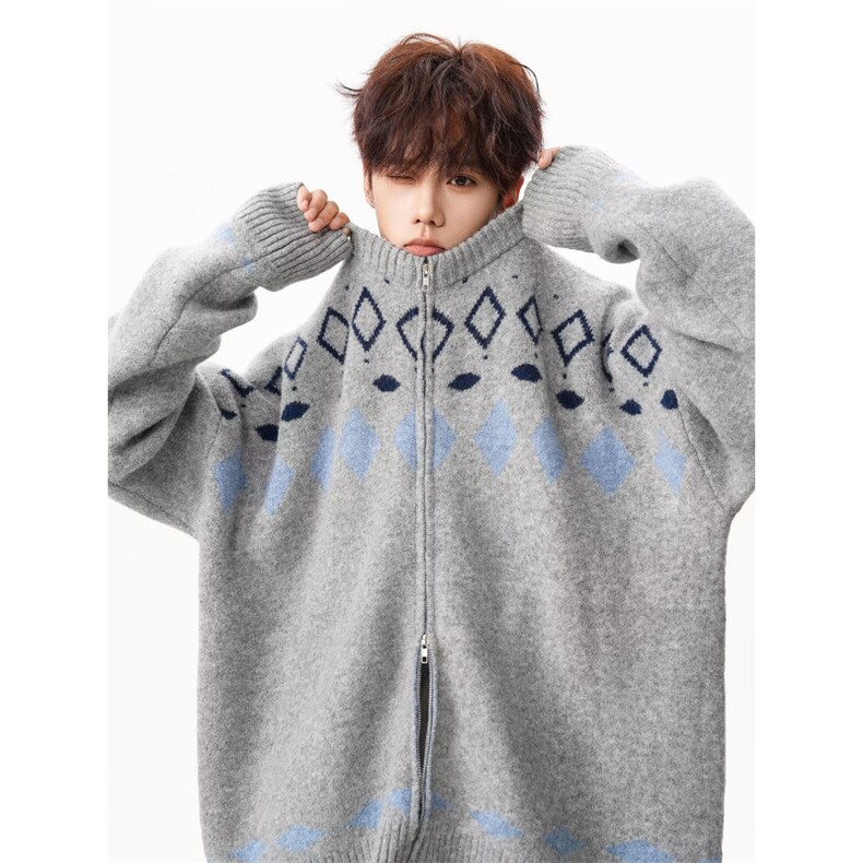 MM504-P60美式新款复古休闲慵懒风圆领针织开衫外套,女装短外套,星座617A-2