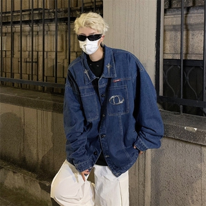 男装牛仔外套 2026秋季几何绣标印花男生翻领夹克XZ514-2-N99-P88图片