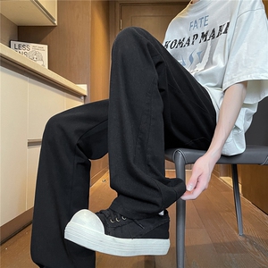 春季美式微喇牛仔裤男款vibe风高街直筒裤休闲裤子潮牌KZ002P55图片