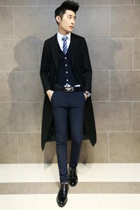 火男神款 春夏装潮男长款毛呢风衣修身呢外套 F03图片