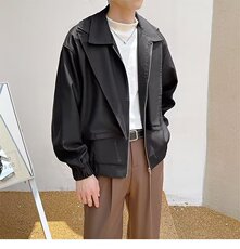 春秋季黑色飞行夹克男士休闲机车复古高级感冲锋上衣外套A17，男装夹克，星座1116A-2（原606A-1）