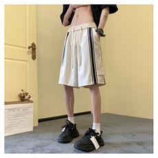 美式高街拼色短裤男夏季潮牌拉链设计感五分裤宽松休闲百搭运动裤，男装牛仔裤，星座1013