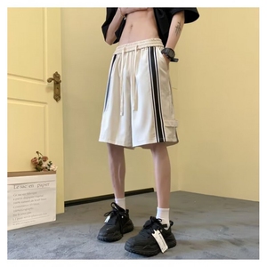 美式高街拼色短裤男夏季潮牌拉链设计感五分裤宽松休闲百搭运动裤图片