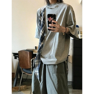 【有货】PX01CC-特P38 格子拼接蝴蝶结短袖t恤男女图片