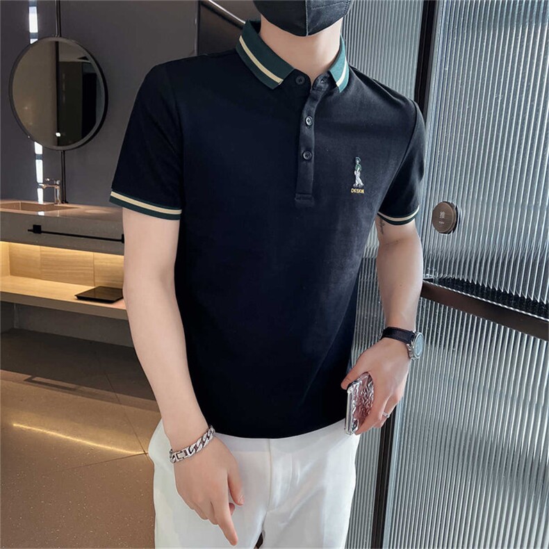 继续2026夏季短袖翻领Polo衫大码时尚半袖上衣D342-T016-P45,男装T恤,电商D342