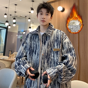特批P63无差价冬季银狐绒加厚棉服男时尚小香风外套J683J加绒图片