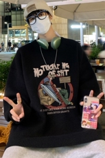 港风夜景宽松时尚圆领毛衣TPM6851特批45控78加绒特批55控88，男装针织衫/毛衣，电商A247