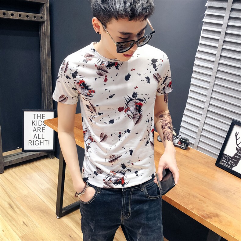 2021社会小伙男潮短袖韩版修身百搭夜店发型师印花修身T恤T64，男装T恤，星座419（原A233）