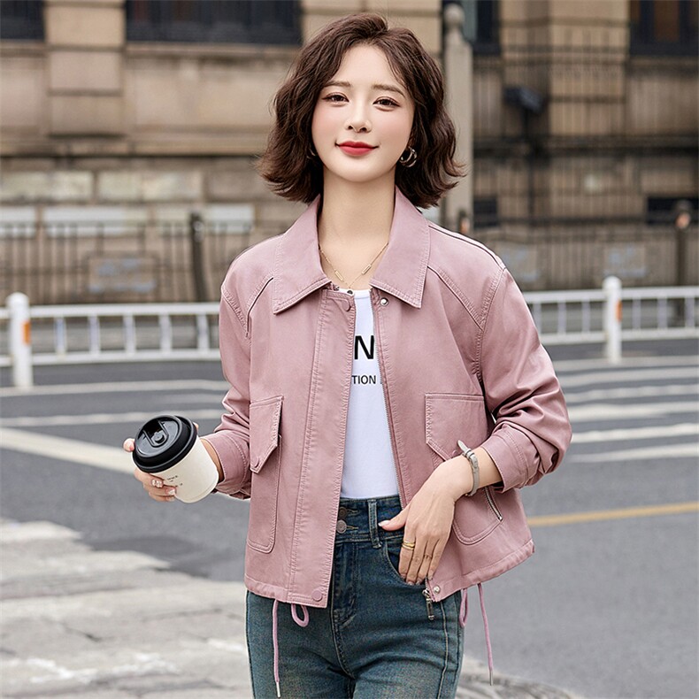女式皮衣2025春季新款气质设计感小香风休闲夹克时尚外套,女装皮衣,臻衣坊