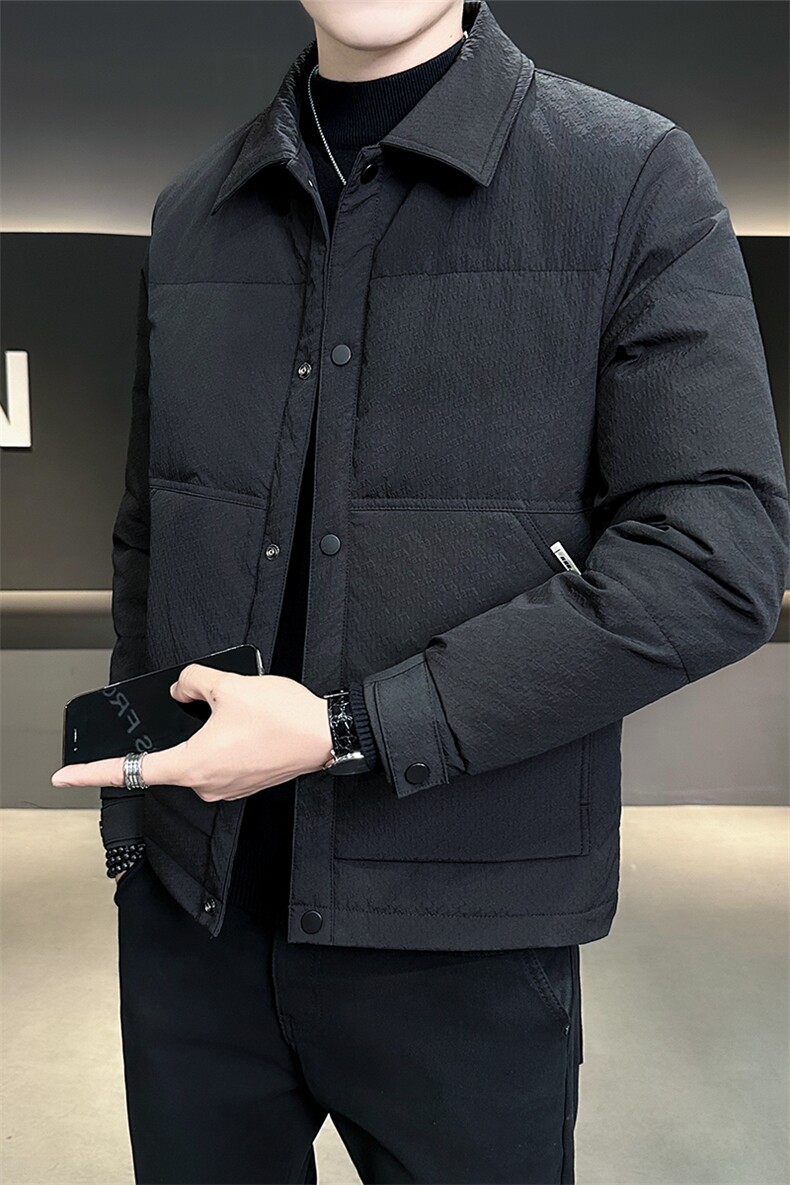 5888L-L-5XL-P175店主风商务休闲翻领轻薄特殊面料防寒服外套,男装羽绒服,电商B255