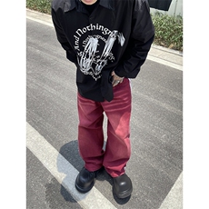 B221美式ins高街暗黑小众宽松直筒运动牛仔裤LK23139-P65控88，男装牛仔裤，电商B221