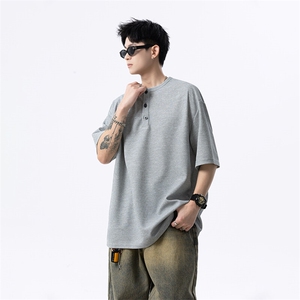 港风日系复古画风格重磅亨利领短袖T恤POLO衫 XZ213-TX02-P25控39图片