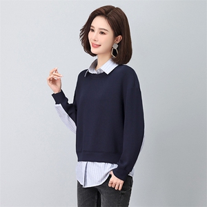 2023年秋季时尚休闲拼接假两件上衣,女装卫衣/绒衫,依恋蒂丝