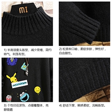 M18079-P45加绒款-P65半高领毛衣男士大码针织衫男毛线衣男线衫，男装针织衫/毛衣，电商A040A