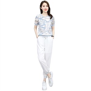 冰丝运动套装女2023新款夏装搭配时尚洋气修闲高端品牌专柜两件套图片
