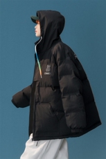 中性风小熊加厚宽松连帽面包服棉衣外套情侣装棉服G1033P128男，男装棉衣，电商A339