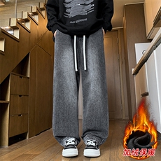 冬季加绒加厚牛仔裤男棉裤秋裤保暖抗寒宽松直筒裤子113-1-P46，男装牛仔裤，星座1006-1