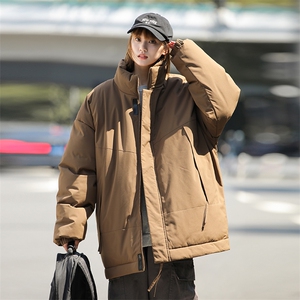 现货美式高街休闲夹克冬季立领纯色三防户外工装加厚棉服外套图片