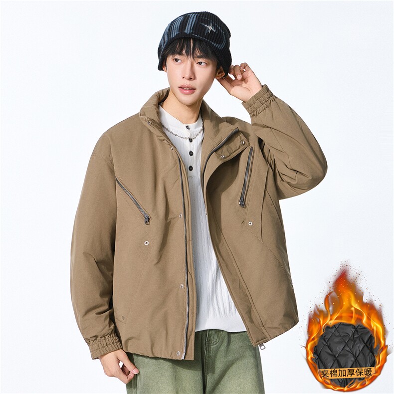 夹棉2025秋冬新款立领工装夹克男女户外登山服棉服，男装夹克，电商D215