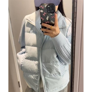 针织拼接字母刺绣撞色立领棉服女冬季宽松短款面包服外套 M7820图片