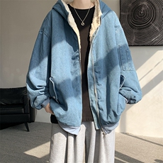 控价158牛仔棉衣男大码加绒羊羔绒牛仔棉服男棉袄NM53328-P140，男装棉衣，电商A040