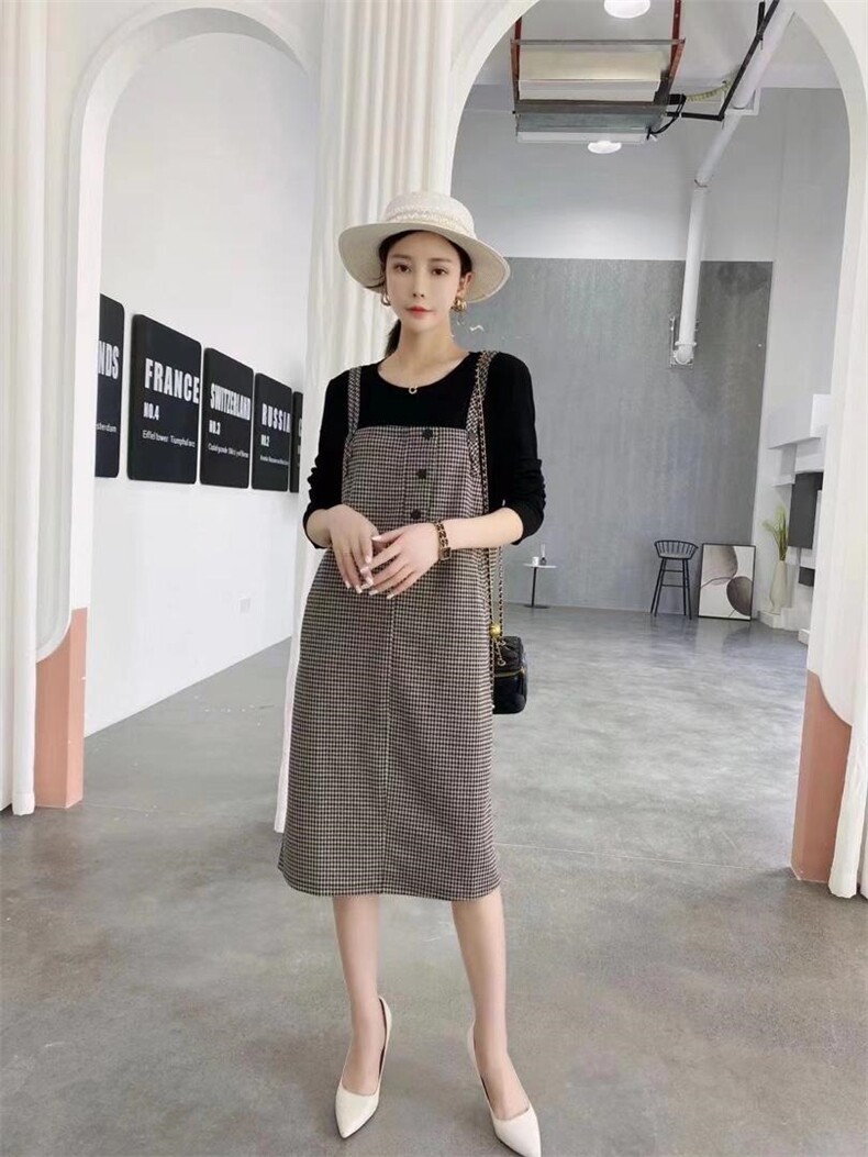 【现货】秋季新款时尚宽松显瘦拼接假两件连衣裙，女装连衣裙，名怡