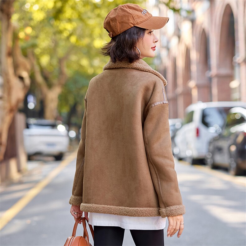 （现货）麂皮绒仿羊羔毛外套2024冬装新款加厚保暖皮毛一体,女装羊羔毛/颗粒绒,难舍钰依