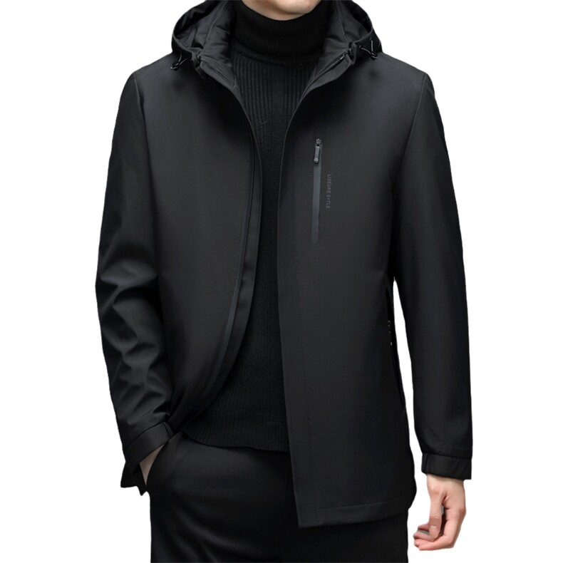 秋季2023新款羽绒服男连帽中年商务休闲男士保暖外套爸爸装上衣,男装羽绒服,电商B212（原钱塘6029）