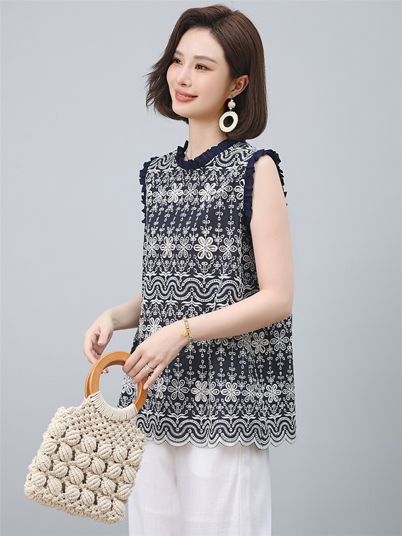 2025年夏季无袖上衣,女装T恤,小林双子