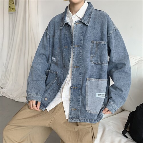 秋冬工装外套男潮牌ins港风宽松牛仔夹克女韩版痞帅上衣JK93-P60图片