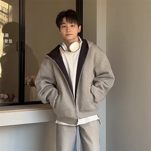 抖音得物高品质二开 25秋冬美式重磅宽松结构双面连帽卫衣外套W68图片