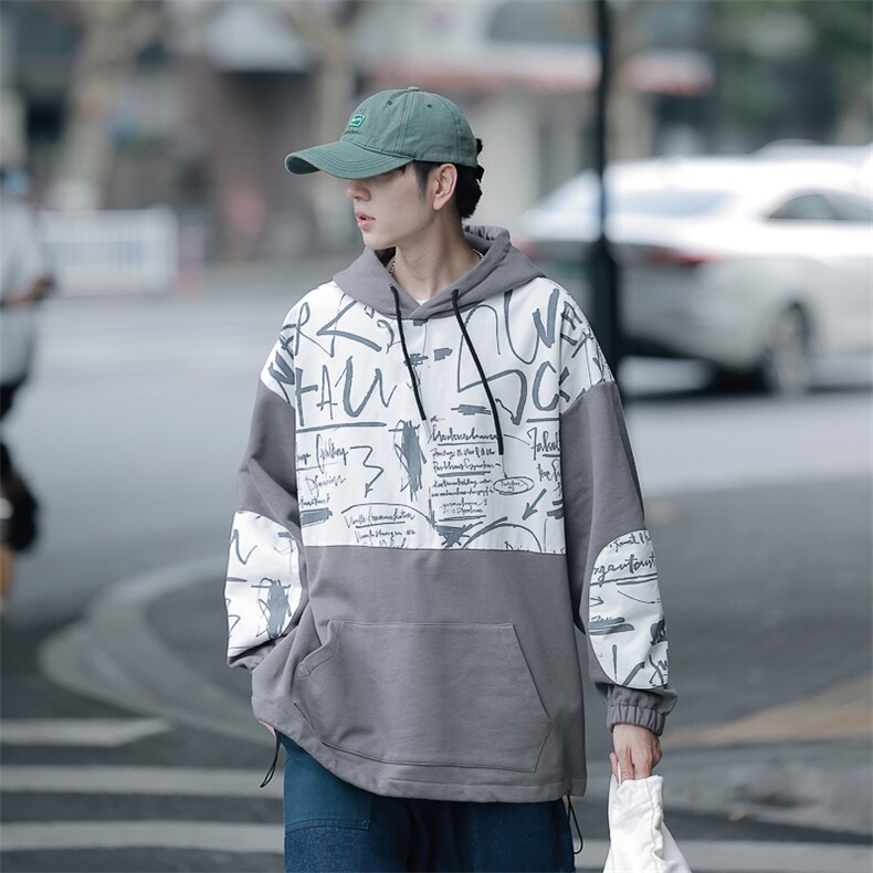 cityboy街拍2023秋冬拼接复古连帽卫衣男潮流上衣XW221-P65限88,男装卫衣,电商B370