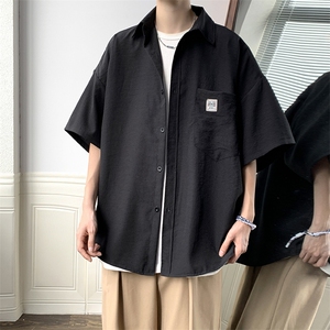 夏季 港风衬衫外套工装短袖宽松半袖日系潮百搭中性轻薄 H225/P35图片