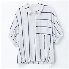 条纹衬衫女纯棉2022年新款夏季宽松薄款衬衣时尚妈妈设计感上衣潮，女装衬衫，奕阳依阁