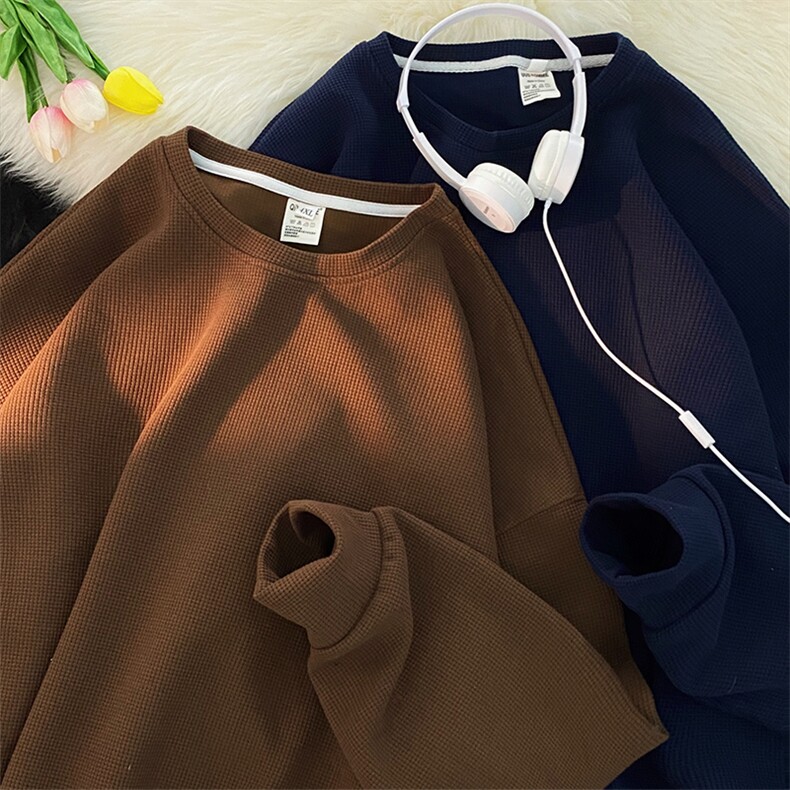 华夫格男女大码纯色外套简约宽松新款卫衣222-7-WY01P28，女装短外套，星座222-7