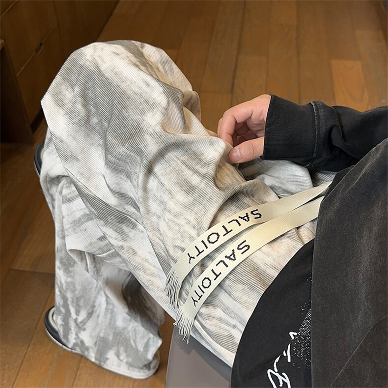2026春季新款内景灯芯绒水墨印花长裤M-5XLHK25731-特P25,男装休闲裤,电商A022