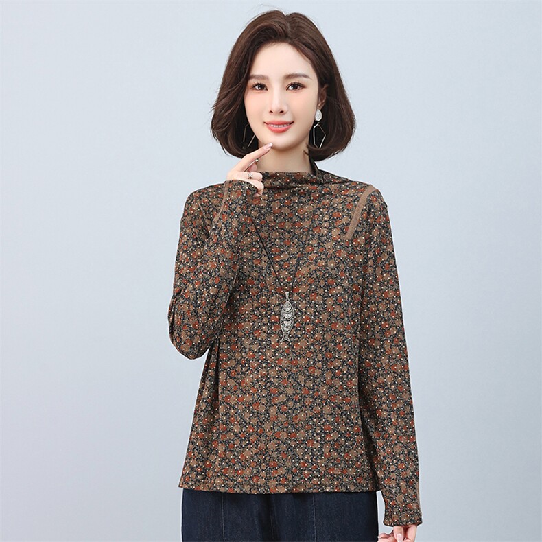 时尚印花高领长袖卫衣修身显瘦保暖女装上衣,女装卫衣/绒衫,叶笙衣