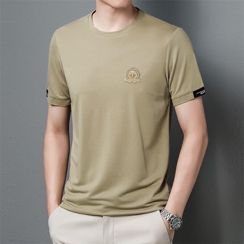 中青年男士短袖t恤时尚休闲夏季2023新款打底衫上衣服圆领体恤男,男装T恤,电商B212（原钱塘6029）