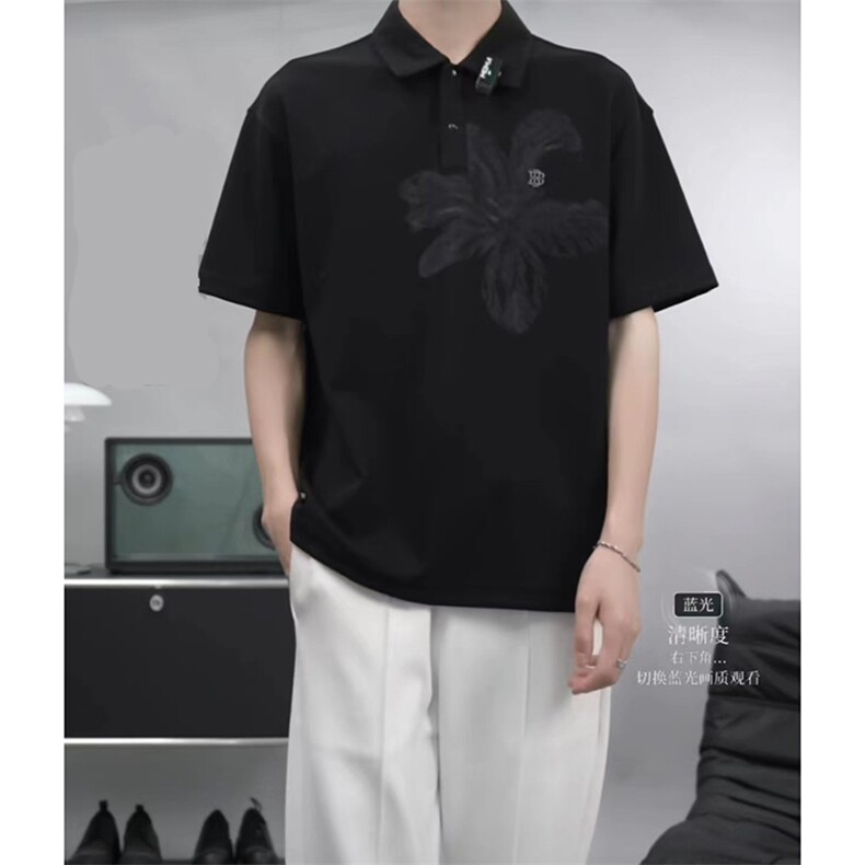 抖音--3非黑即白--时尚花卉POLO衫pl01-TP55图片