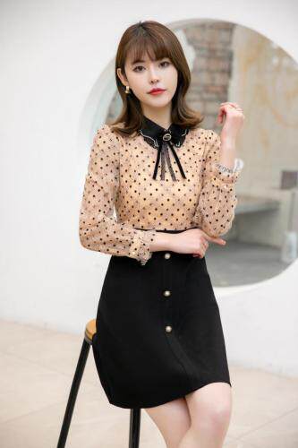 2021春季新款波点拼接修身版连衣裙，女装连衣裙，衣佳佰分