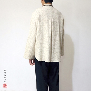 风男装棉麻提花男士改良汉服领禅意男士衬衣C248P75图片