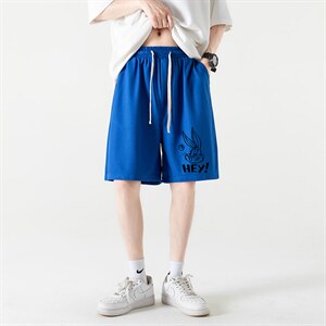 HD74179-P22 华夫格短裤男大码宽松五分裤男直筒中裤图片