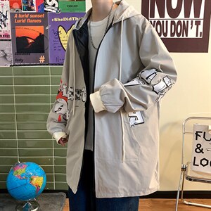 7XL~M 2021秋冬新款港风中长款风衣大衣潮男加肥加大码胖子控价98图片
