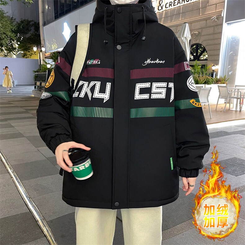 港风秋冬男士加绒加厚夹克男宽松时尚连帽棉衣男外套MY1687-P73,男装夹克,星座310B